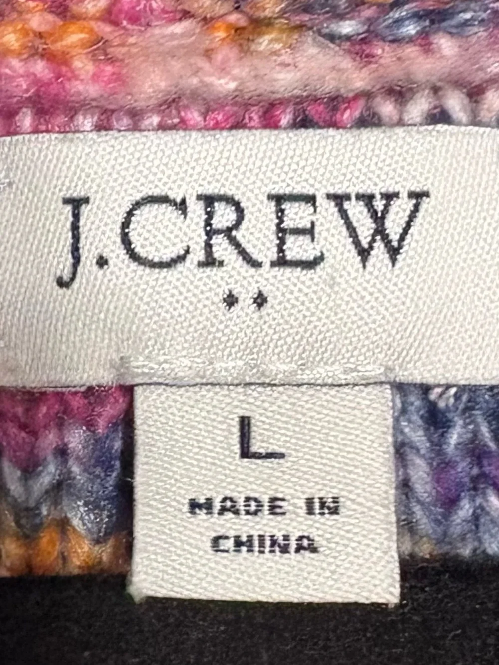 J. Crew Pink Multicolor Marled Crewneck Sweater with puff shoulder